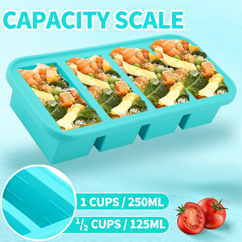 Meal Prep Template - 4 moldes cubiertos de silicona para