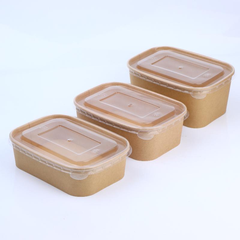Meal Prep Bowl - Contenedores cuadrados desechables de papel Kraft
