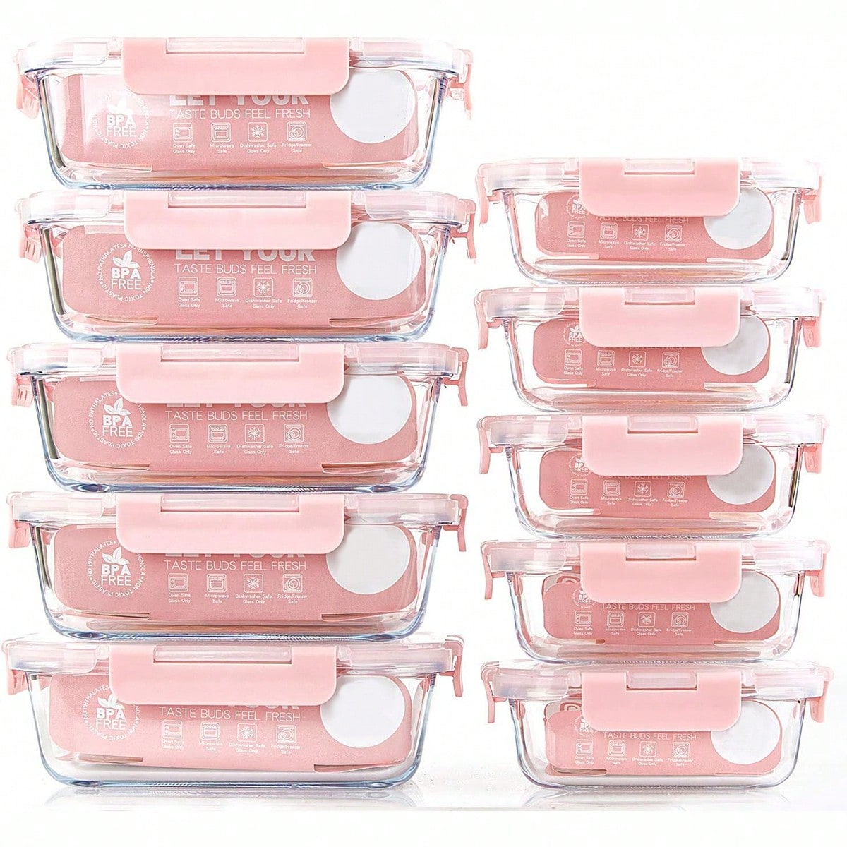 Meal Prep Kitchen - Paquete de 10 recipientes de vidrio