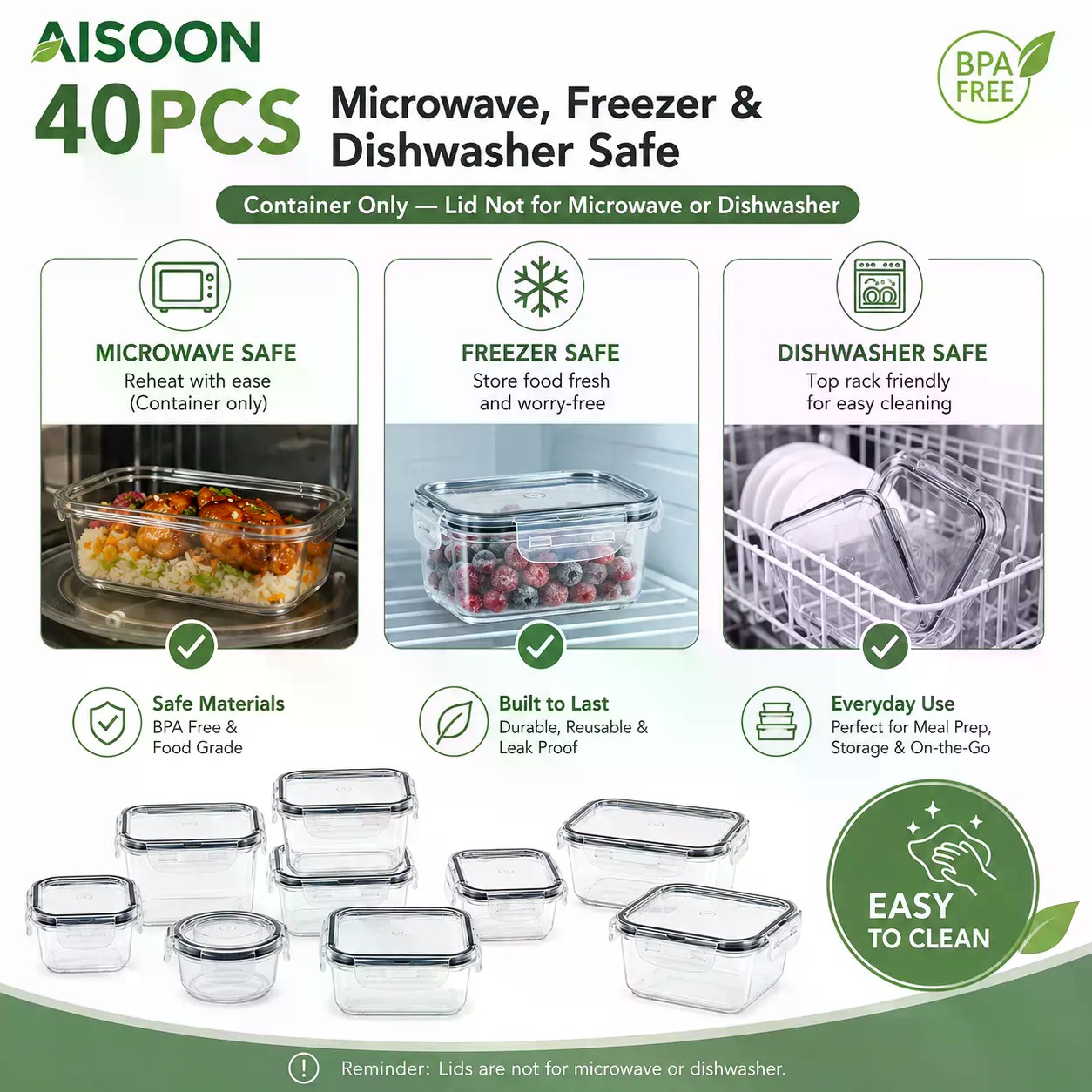Juego de 40 Recipientes de Alm - Meal Prep Kitchen reseña y precio